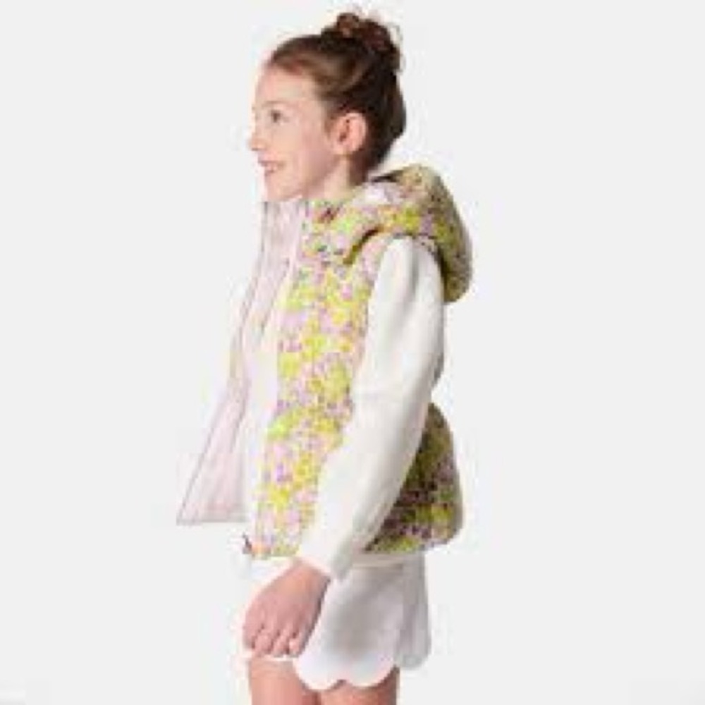 Jacadi Pink & Yellow Floral Puffer Vest